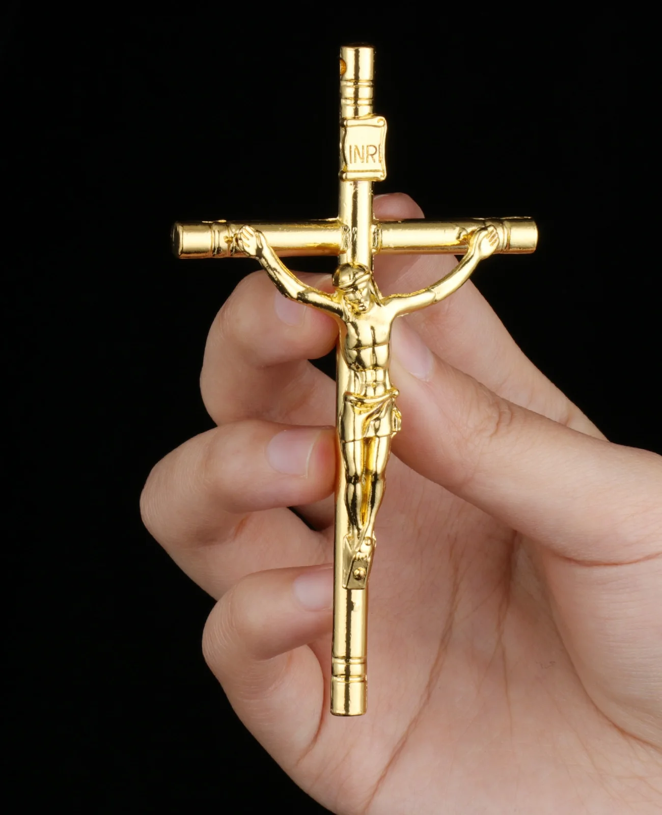 Diyalo Katholischer großer Kreuzigung INRI Kreuz Anhänger für DIY Halskette Rosenkranz Gebetskranz Teil Schmuckherstellung Zubehör – Detail 2