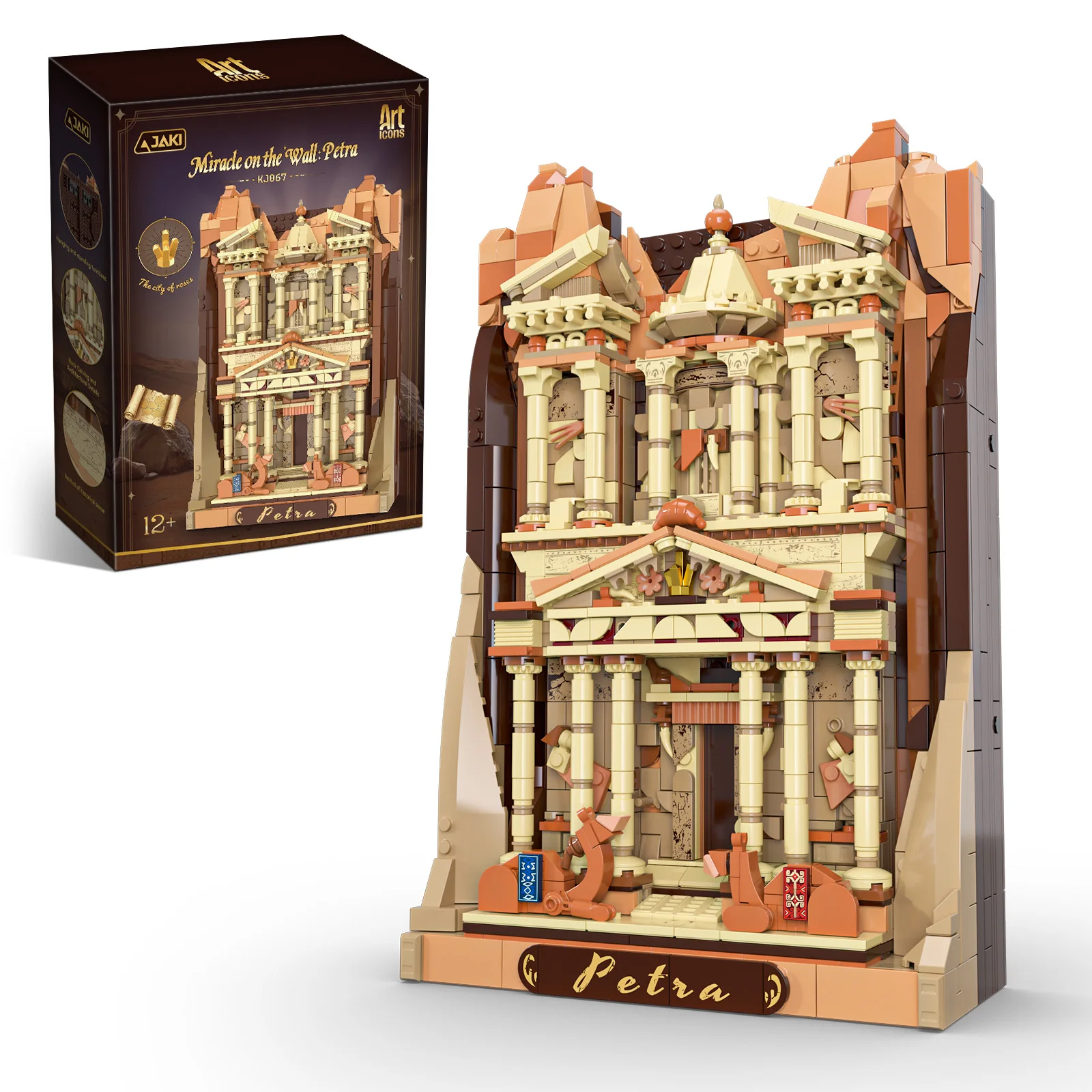 JAKI Petra Antike Stadt Baustein-Set für Erwachsene, Felsgeschnitztes Architekturmodell, Historisches Wahrzeichen, Desktop-Dekoration, Geschenk
