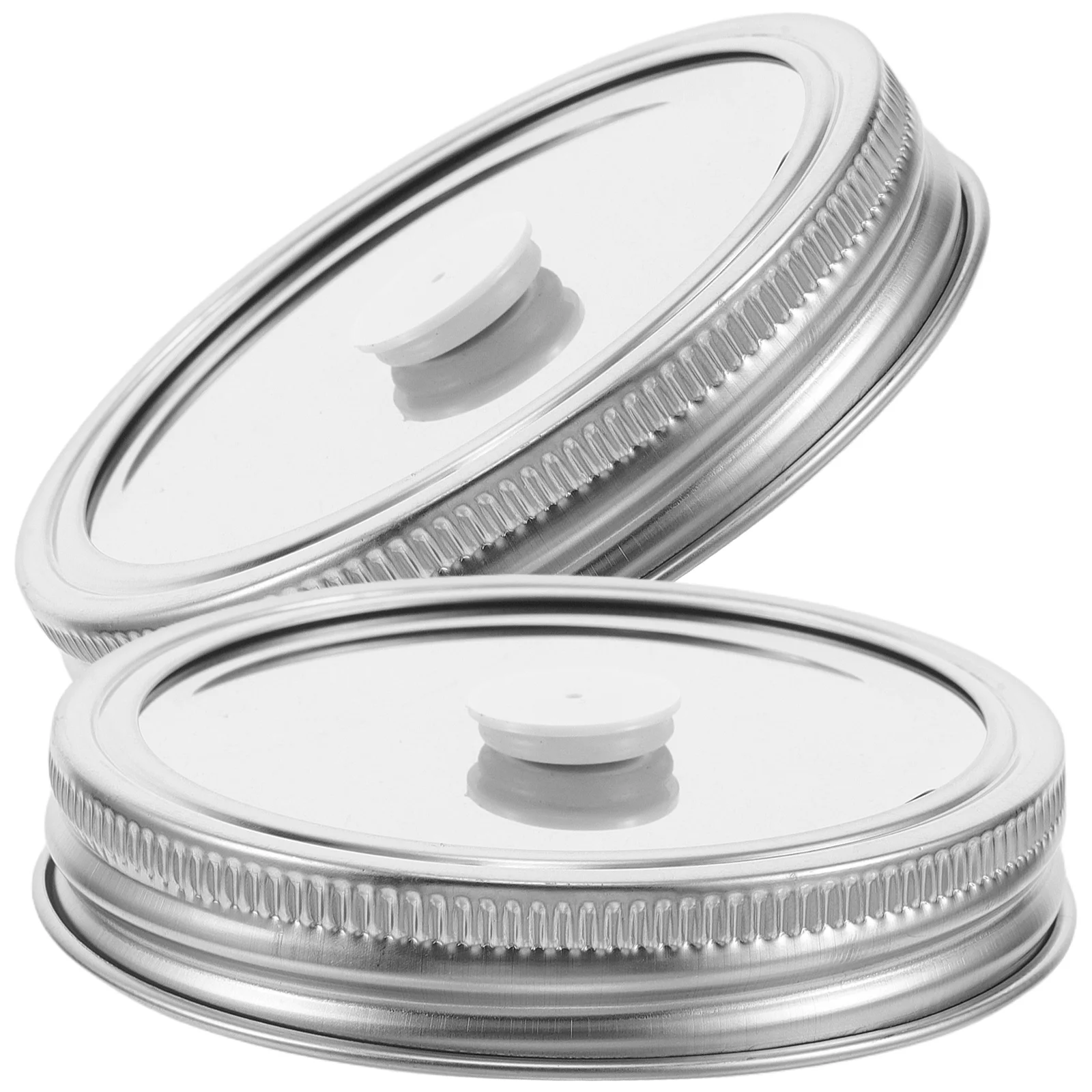

2pcs Stainless Steel Mason Jar Vacuum Sealer Lid Kit For Regular Mouth Jars Food Storage Fermentation Airtight Reusable