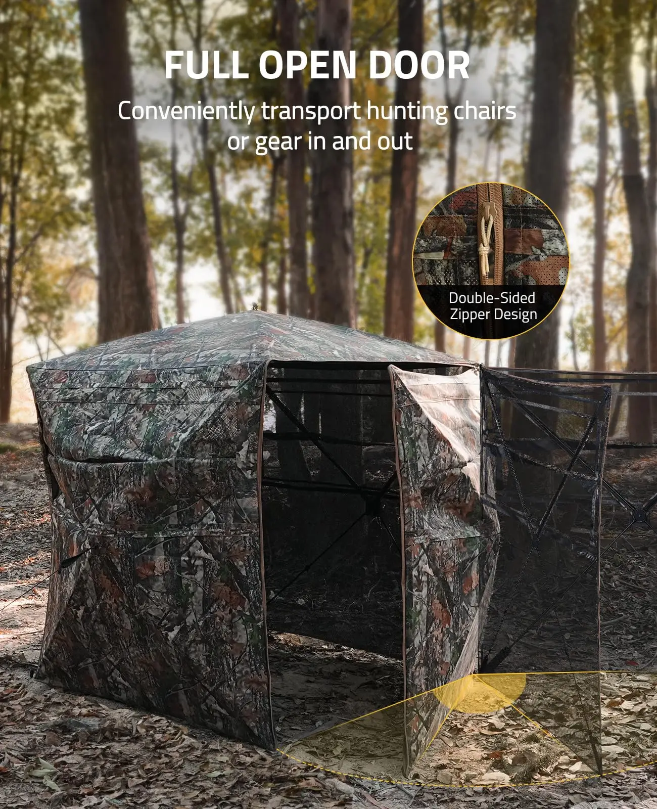 Portable Hunting Blind 270 Degree See Through 2 3 Person Pop Up with Sliding Silent Windows Suitable for All Weather Conditions - Image 4