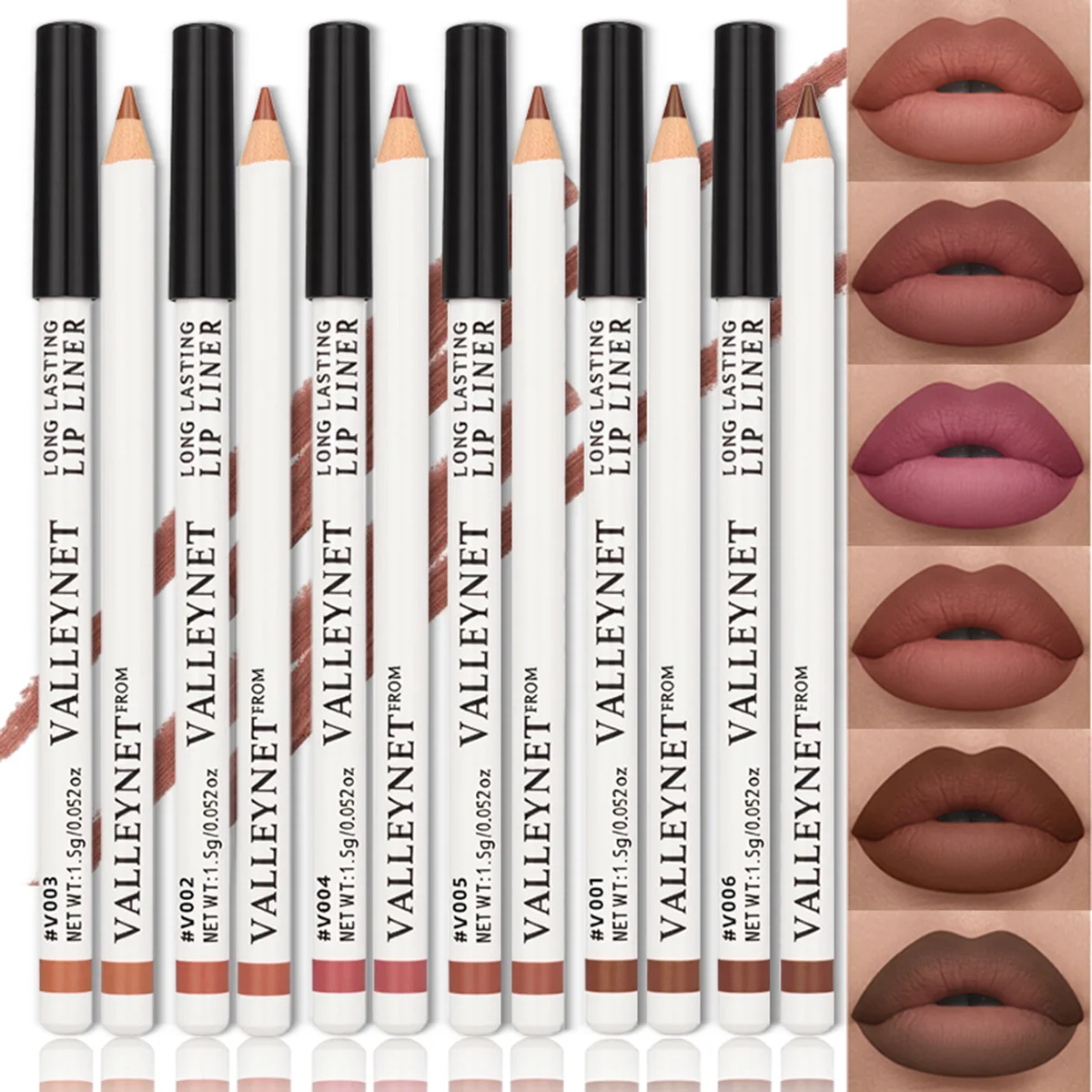 6-Color Matte Lip Liner Silky Smooth and Easy To Apply, Long Lasting Waterproof Suitable for Everyday Makeup Lip Makeup