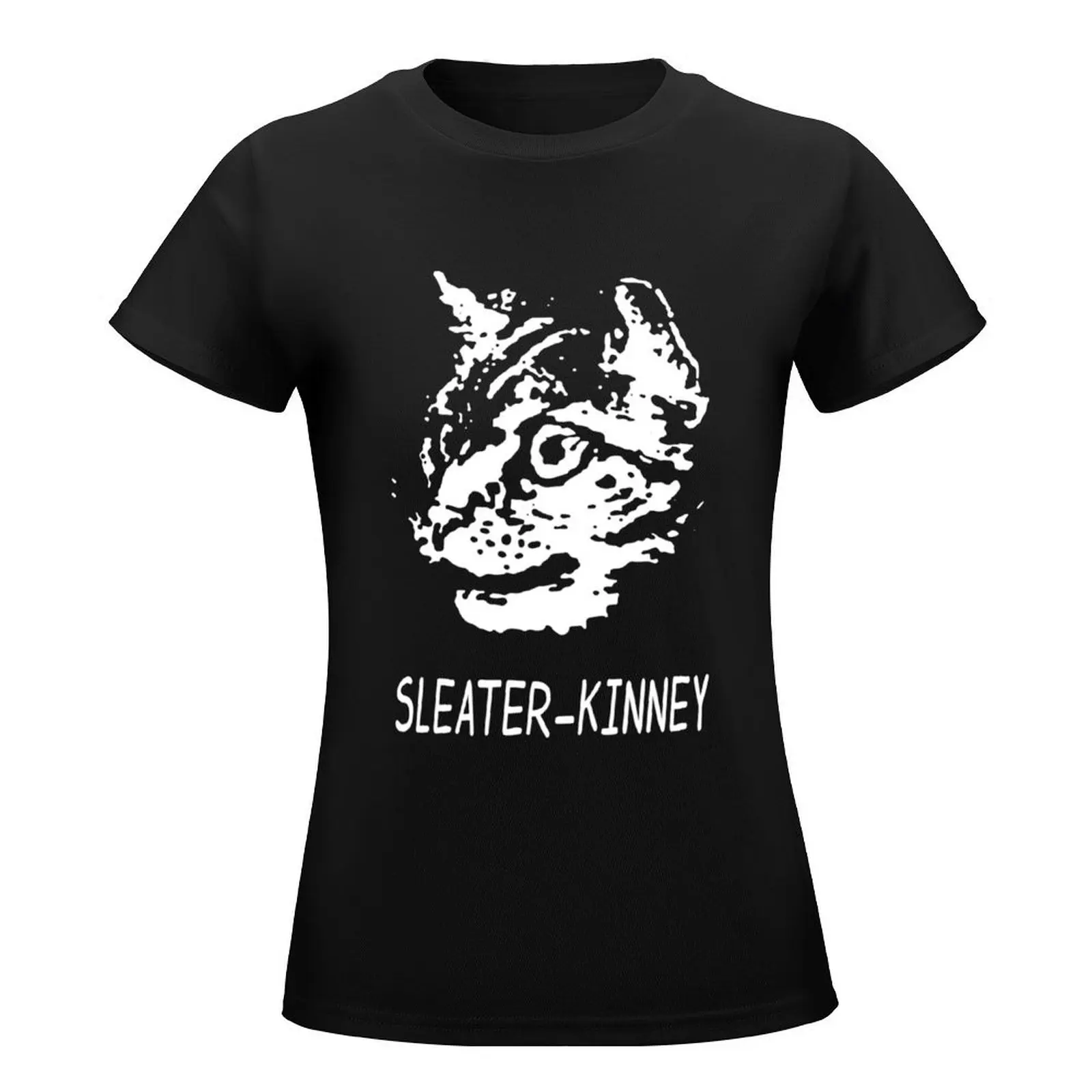 Art Cat Retro Sleater Kinney Music Band Sticker T-Shirt tops korean fashion anime clothes t-shirt dress for Women graphic