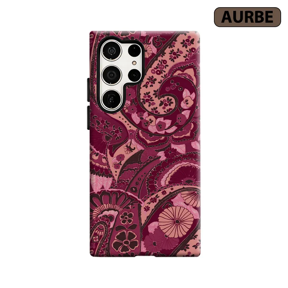 Aurbe Phone Case For Samsung Galaxy S26 S25 S24 S23 Ultra Plus HD Hard Paisley Charm Double Layer Film Cover