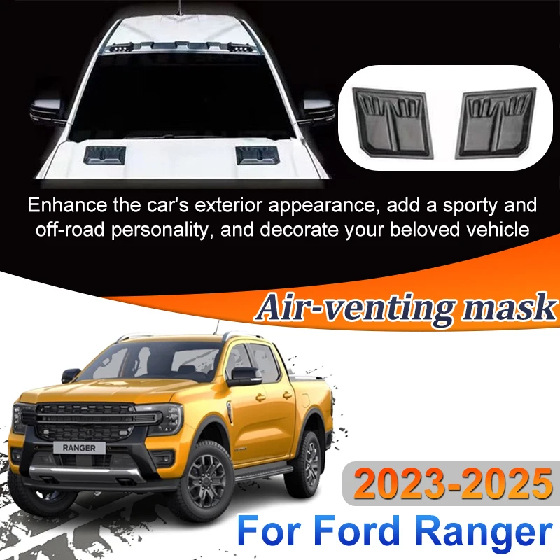 

Car Exterior Accessories ABS Bonnet Scoop For Ford Ranger T9 T6 MK2 Raptor 2023 2024 2025 Air Intake Grille Inlet Trim Car Parts
