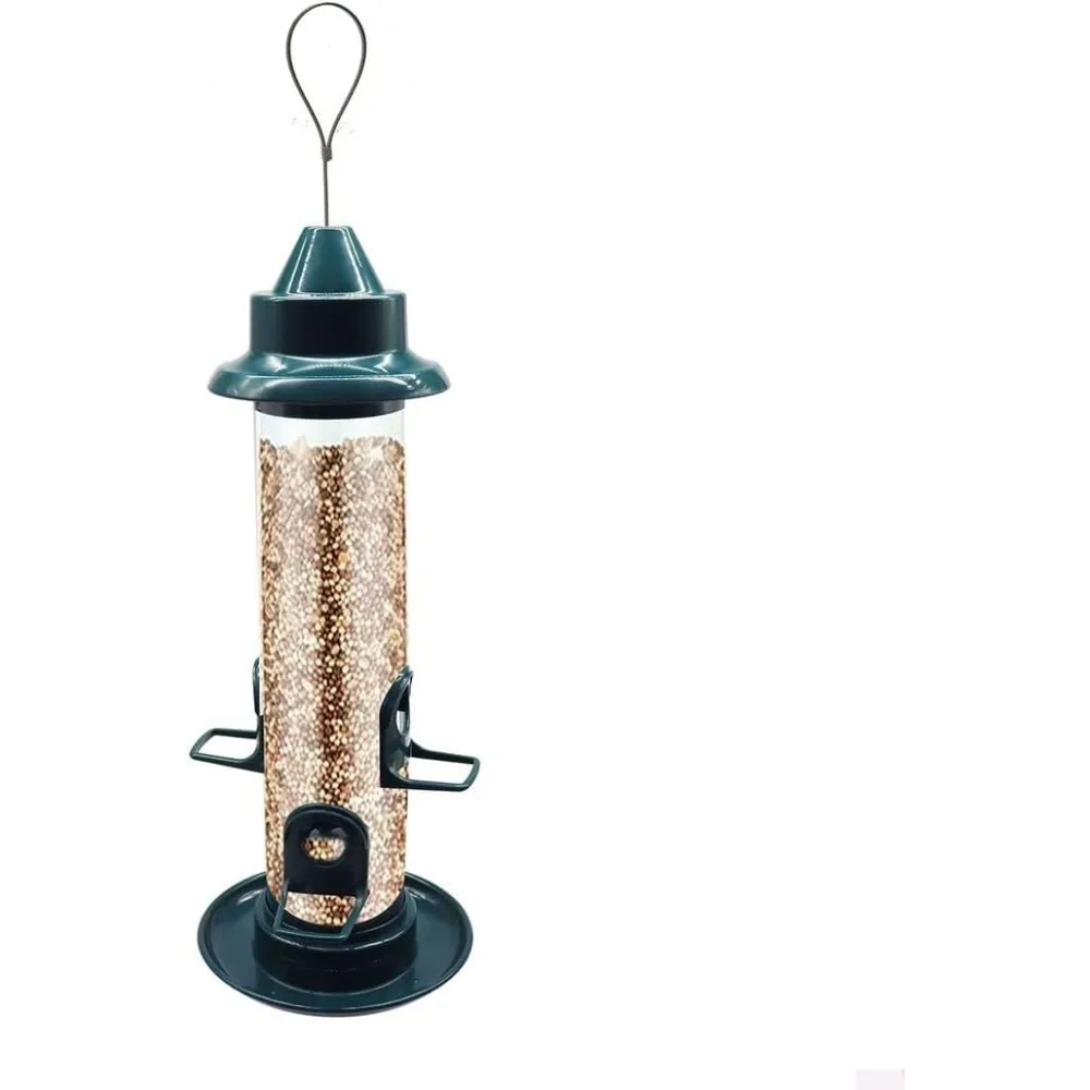 

Garden Bird Feeder, Hanging Outdoor Patio Bird Feeder, Hanging Metal Wild Birds Feeders with 4 Feeding Ports, Hummingbird Feeder