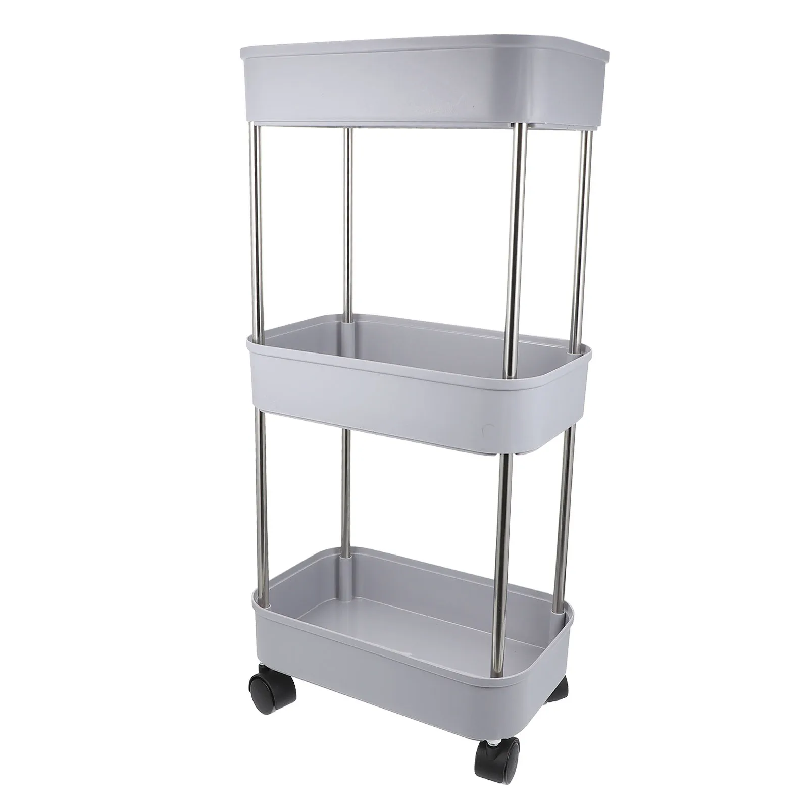 

3 Tier Kitchen Storage Shelf Multi-Layer Rolling Organizer for Home Bathroom Bedroom Balcony Movable Utility Cart with Large