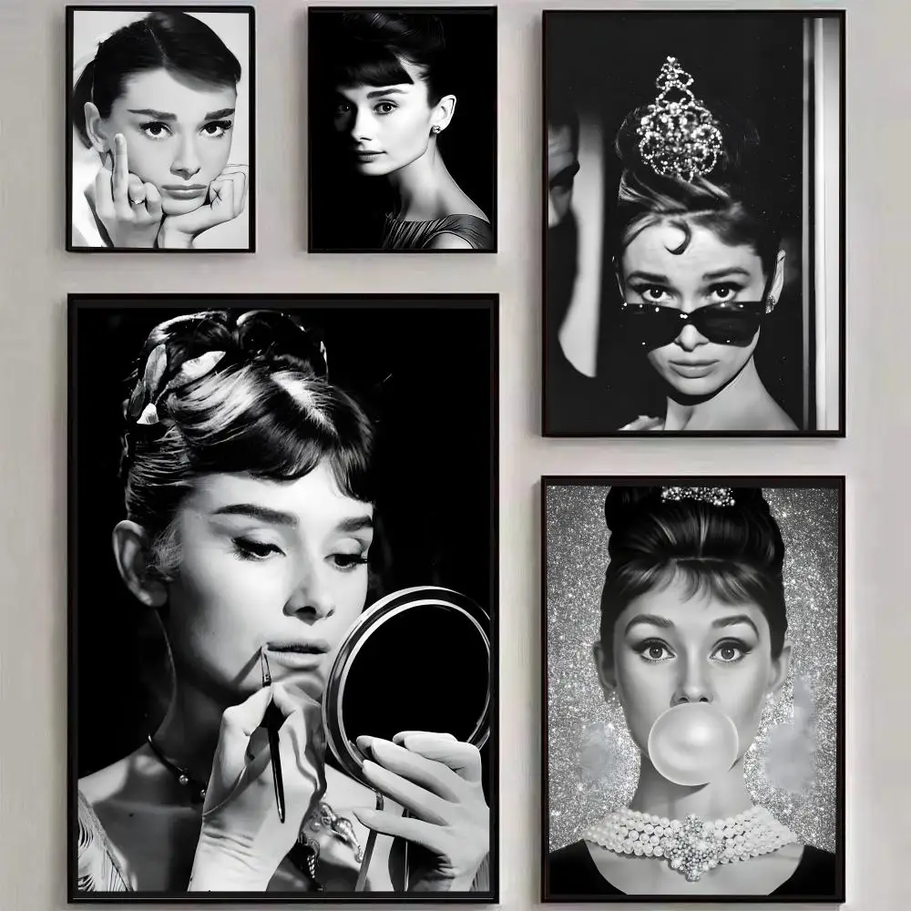 Superstar Audrey Hepburn Poster Wall art print art suitable for living room bedroom bar parlor home decor gift
