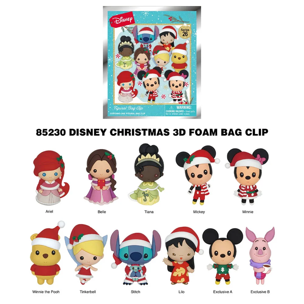 

1Pc Disney Authorized Mickey Bathman Stitch Christmas Style Mystery Bulk Bag Clip Cartoon Characters Collection Random One