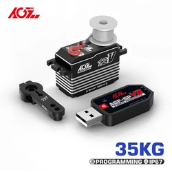 AGFRC impermeabile SA66BVMW ingranaggi in acciaio 12V 35KG coppia elevata a basso profilo 3S Brushless sterzo Smart Servo per modello di auto RC 1/10