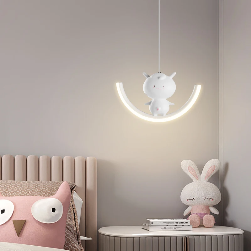 

Kids room bedside chandelier creative bear cute cartoon boy girl long line bedroom bedside lamp
