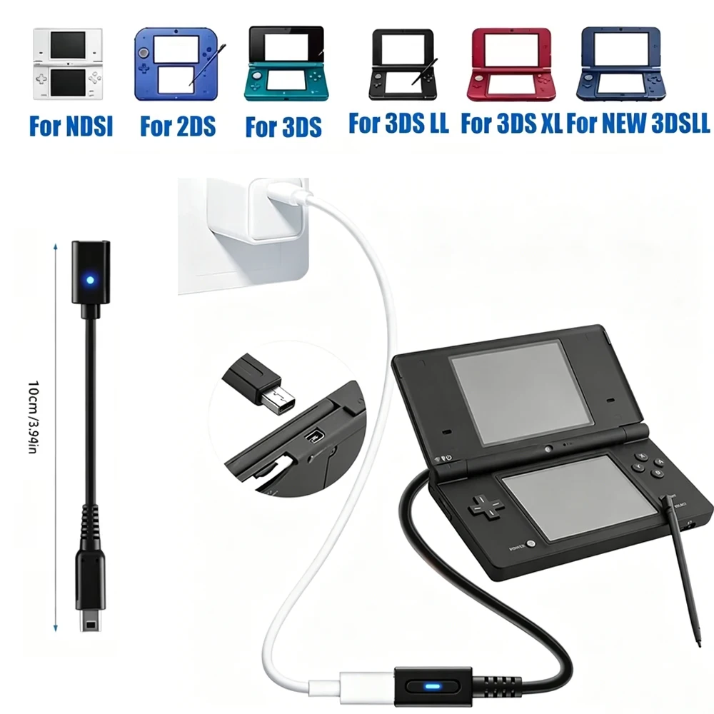 Typ-C-Ladekabel für Nintendo 3DS Konverter Ladeadapter Stromversorgungskabel USB-C-Kabel für NDSi 2DS 3DSLL 3DSXL Konsole