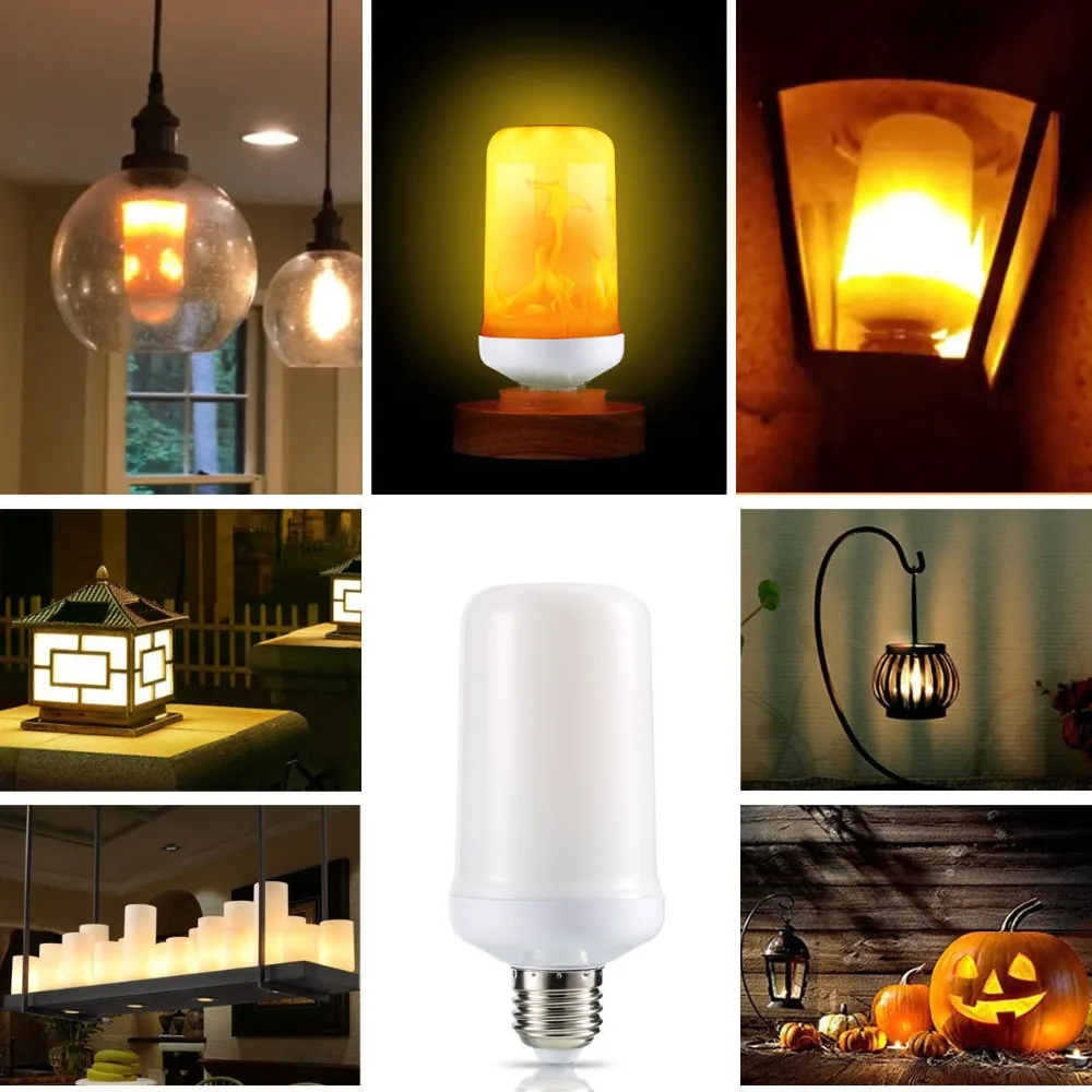 

E27 E14 B22 Creative 3 modes+Gravity Sensor Flame Lights 15W LED Flame Effect Fire Light Bulb 9W Flickering Emulation Decor Lamp