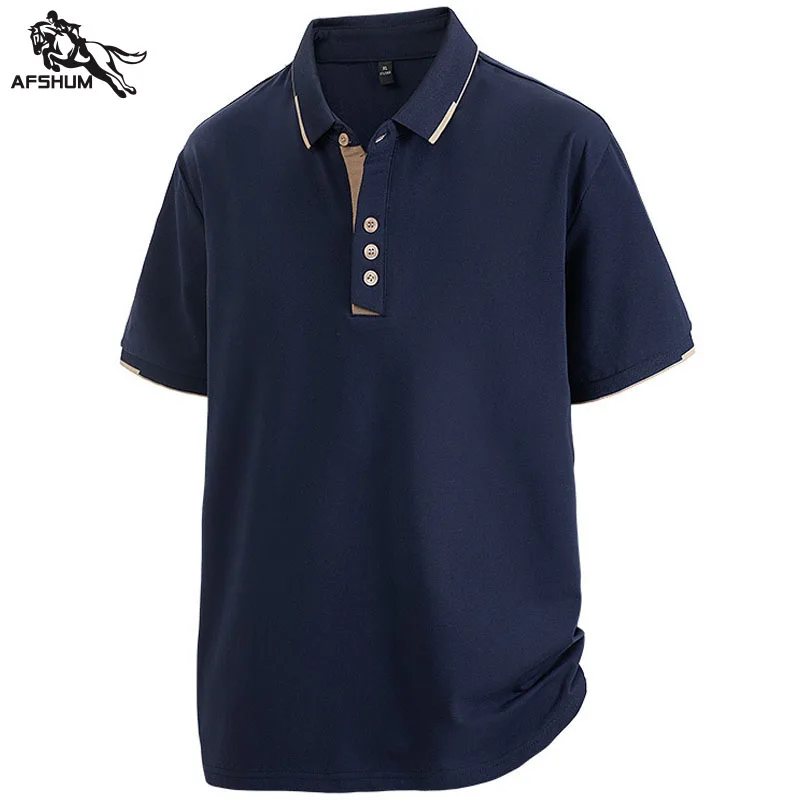 

Men's high quality summer new lapel men's short sleeve polo shirt fringe solid color business casual men's polo shirt M-6XL 7XL