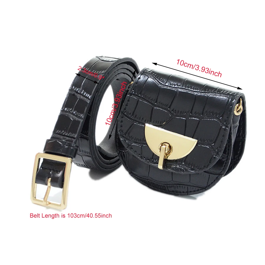 Fashion Simple Mini Belt Bag PU Leather Chain Belts Waist Pack Bags Women Fanny Pack Female Purse Small Chain Shoulder Bag