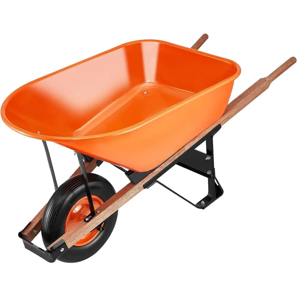 

Садовая тачка на 6 кубических футов емкостью 330 фунтов с металлической ручкой и широкими гусеничными колесами