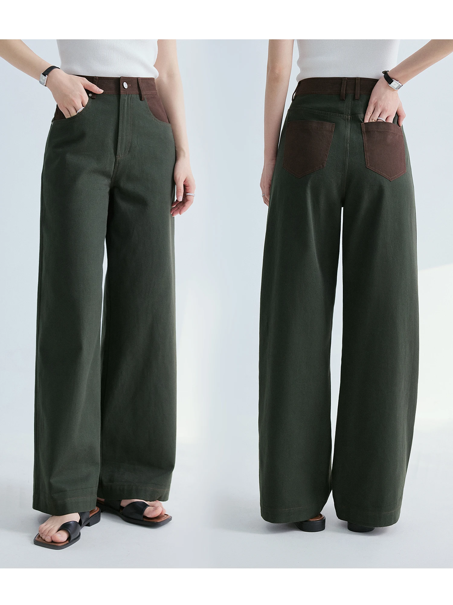 

Design Sensation Color Blo Wide Leg Jeans Women's Spring New Sle American Retro Hip Conceal Slimming Denim Pants