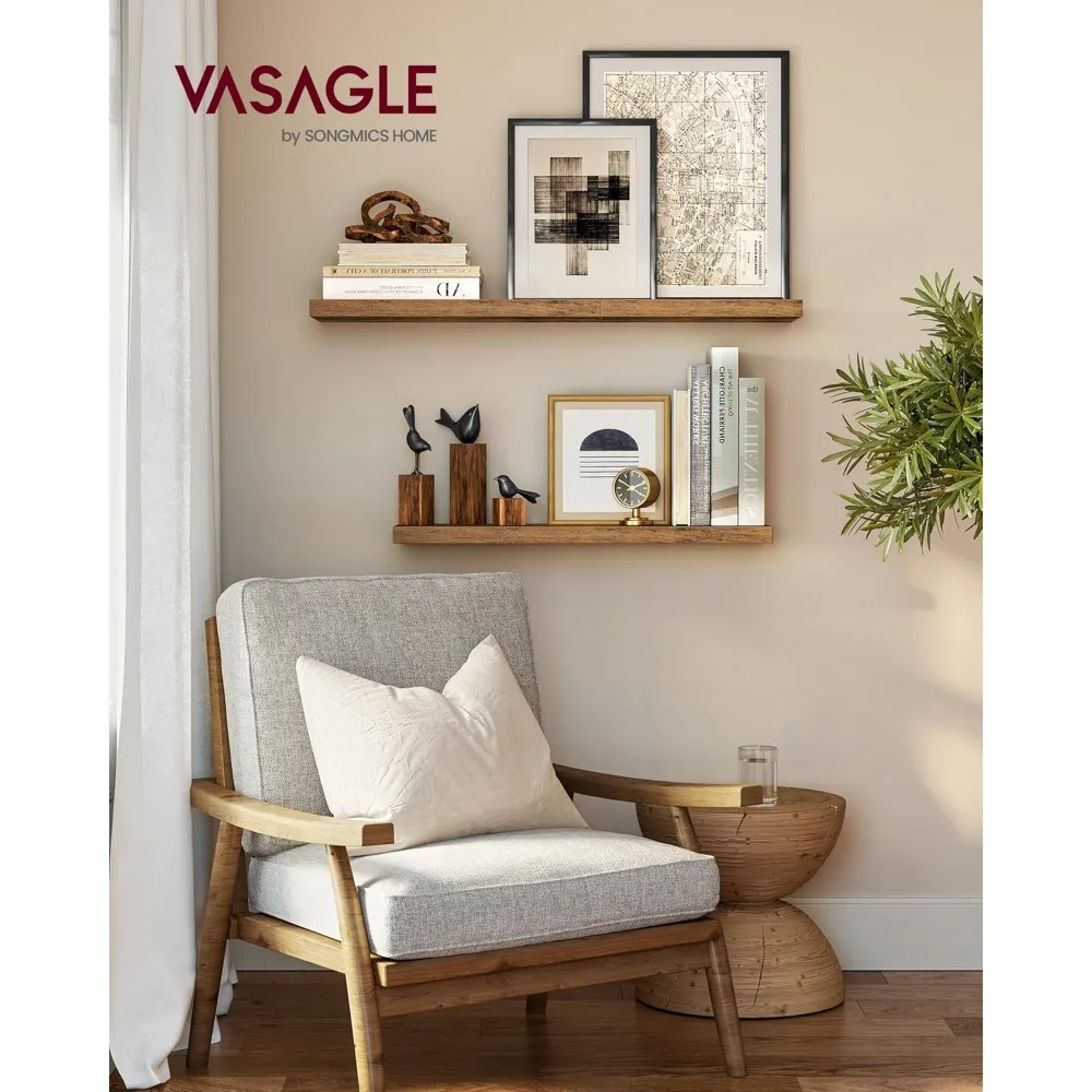 مجموعة أرفف حائط مكونة من 2، أرفف عائمة، مثبتة على الحائط، 8 × 15.7 × 1.5 بوصة، أرفف عرض لإطارات الصور، ديكور الحائط، H #2