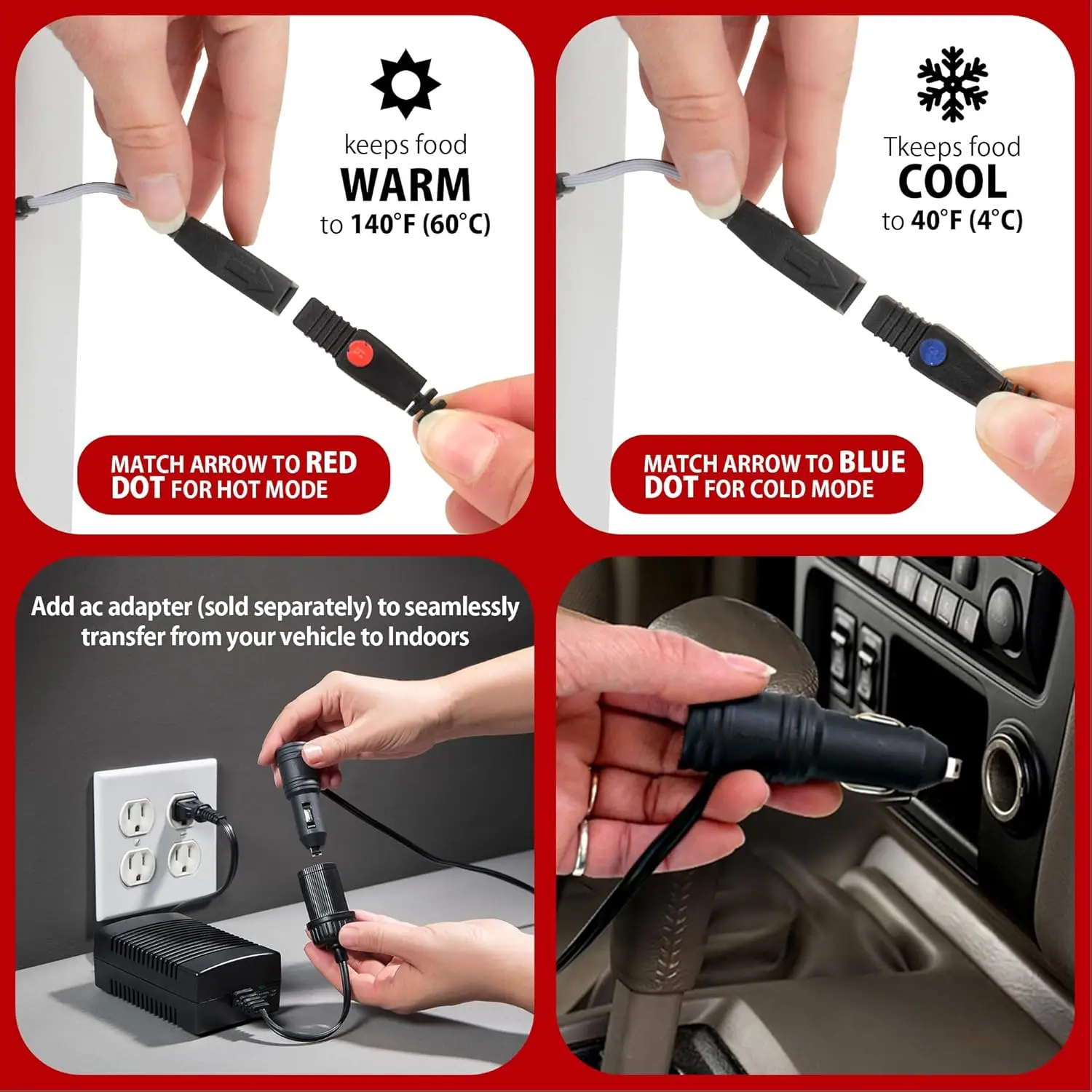 مبرد كهربائي محمول 12 فولت، ثلاجة كهربائية حرارية 33 كيو تي للسيارة والتخييم والسفر – رمادي/أبيض #5
