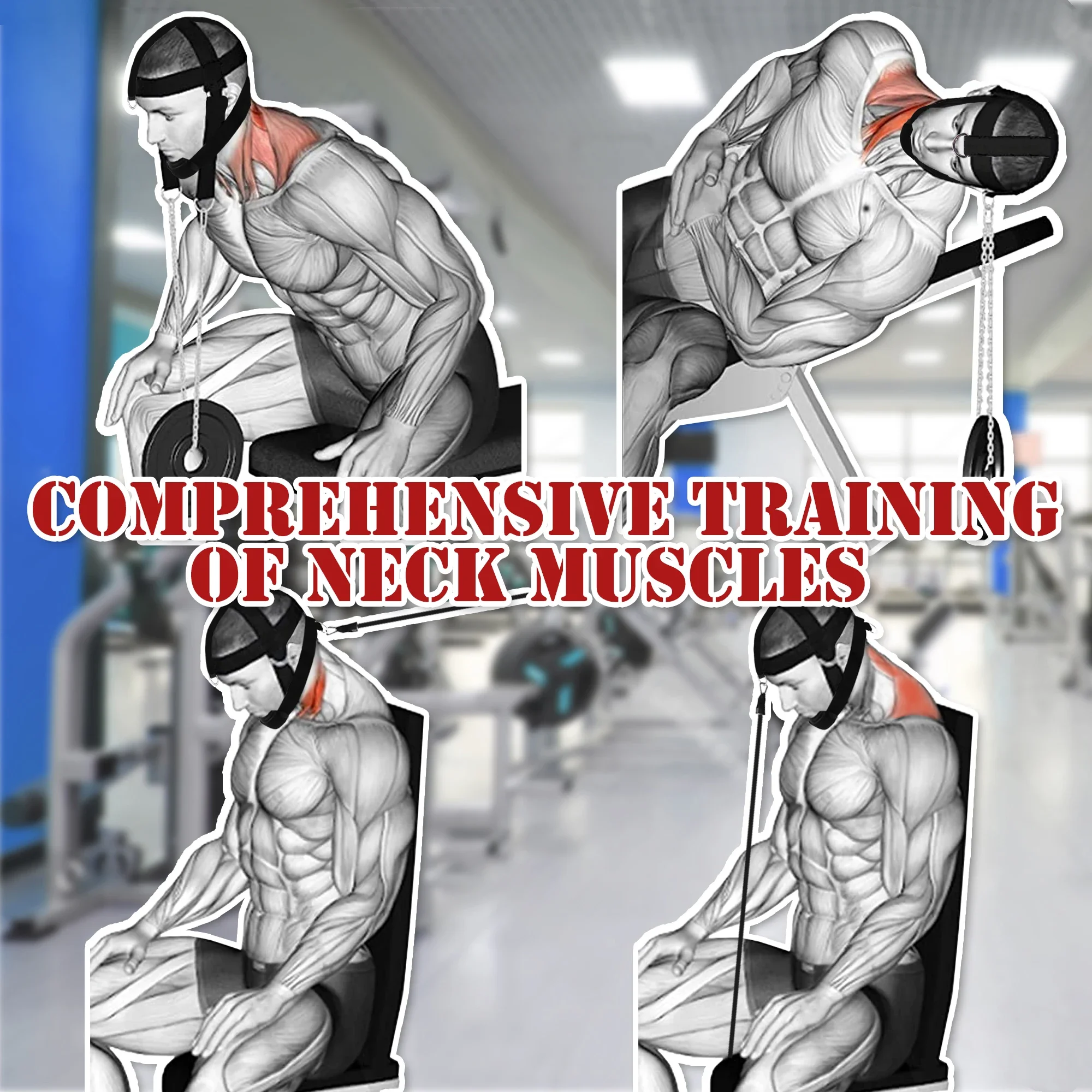 Multifunction Neck Workout  Harness   Weight Lifting Strength Powerlifting Barbell with Chin Pad Fitness Equipment Gym set women