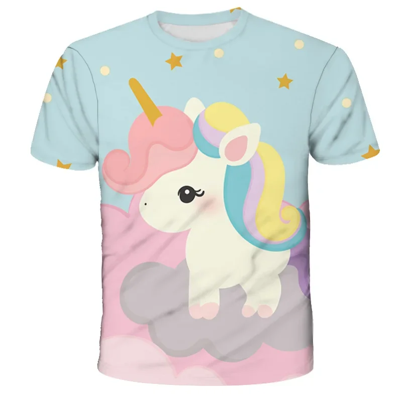 Children T-shirt Dinosaur T Shirt Polyester unicorn Clothes For Girls Boys T-shirt Kids Short Sleeve Baby Boys Clothing Teen