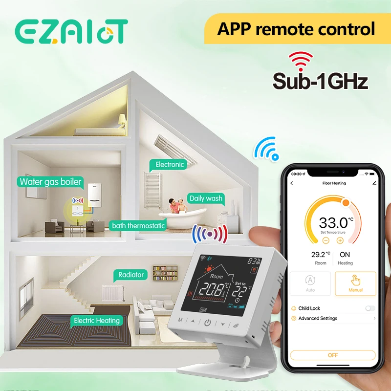 Smart Wireless Thermostat Gas Boiler Heating Room RF433 WiFi Tuya Temperature Controller and Receiver USB Battery Powered Google