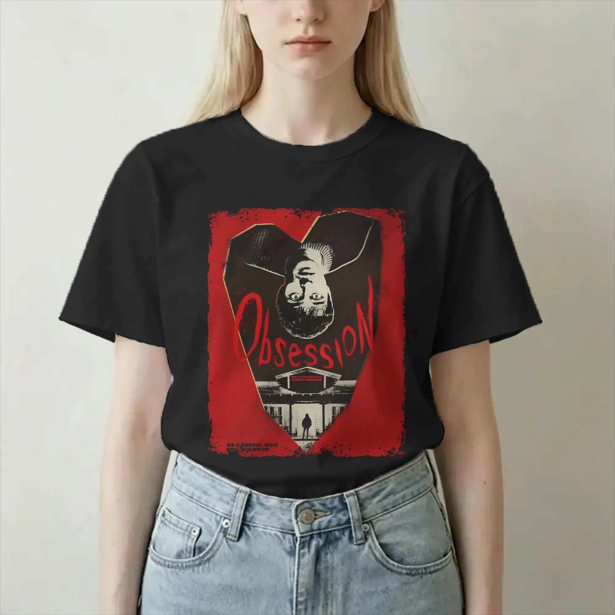 T-shirts pour hommes et femmes, en pur coton, à manches courtes, col rond, amusants, sur le thème du film Obsession, grande taille