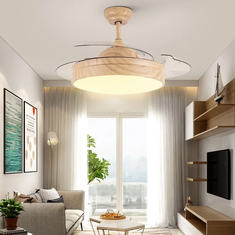 NewNordic Ceiling Fan Light Living Room Dining Room Bedroom Fan Chandelier Simple Modern Creative Ultra-thin Invisible Fan Light