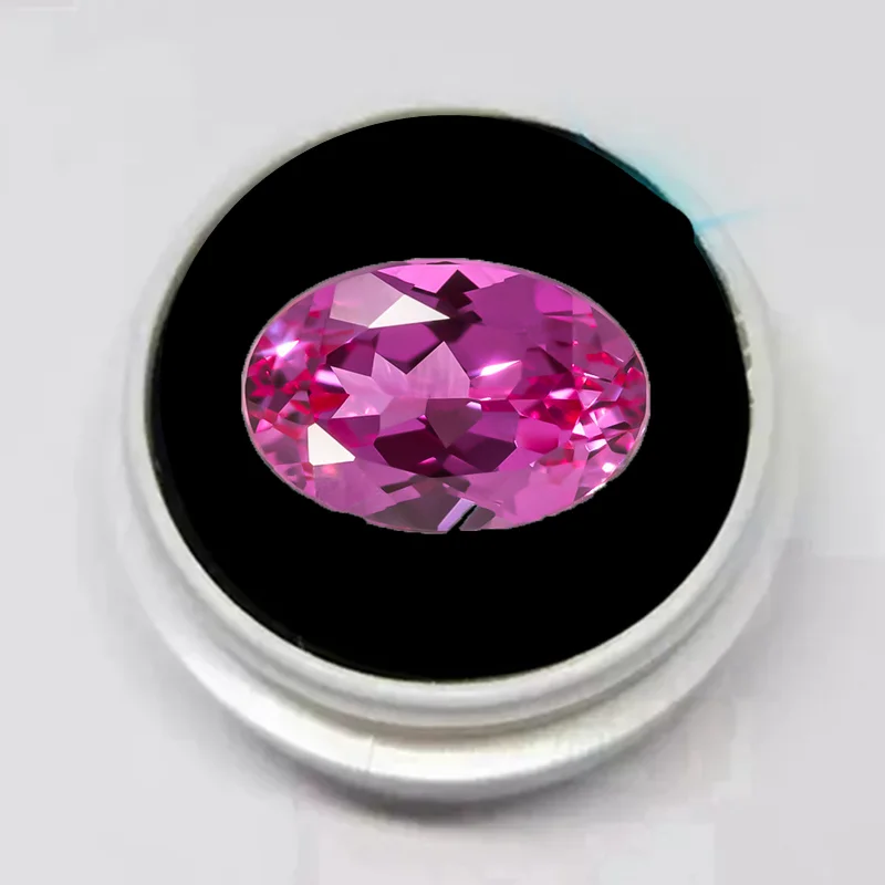 

Boxed Pretty Pink Ruby Natural Oval Faceted Cut Glow UV light VVS Loose Gemstones for Jewelry Making/Collection/Mounting/Gift