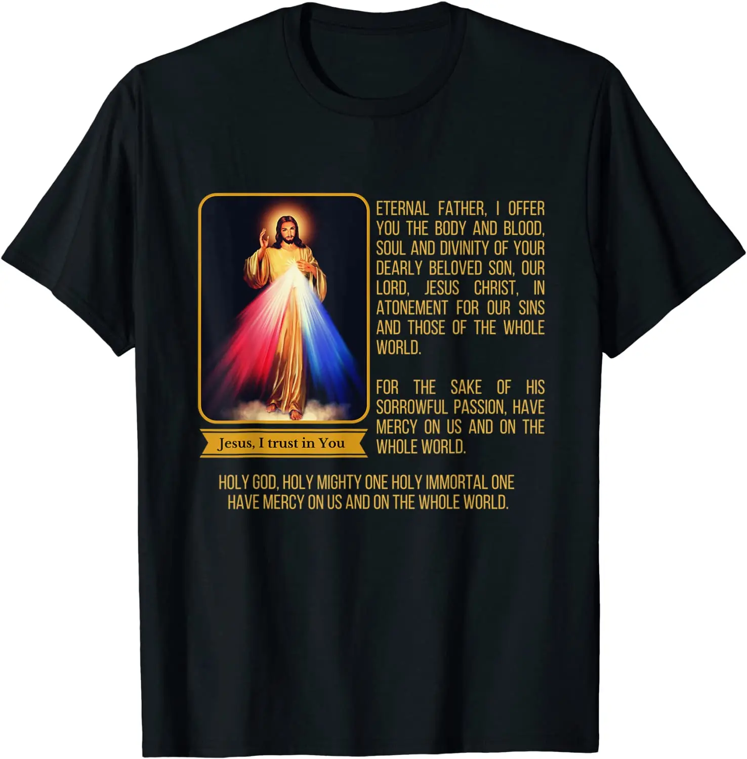 Divine Mercy Jesus Image Chaplet Prayer Catholic T-Shirt