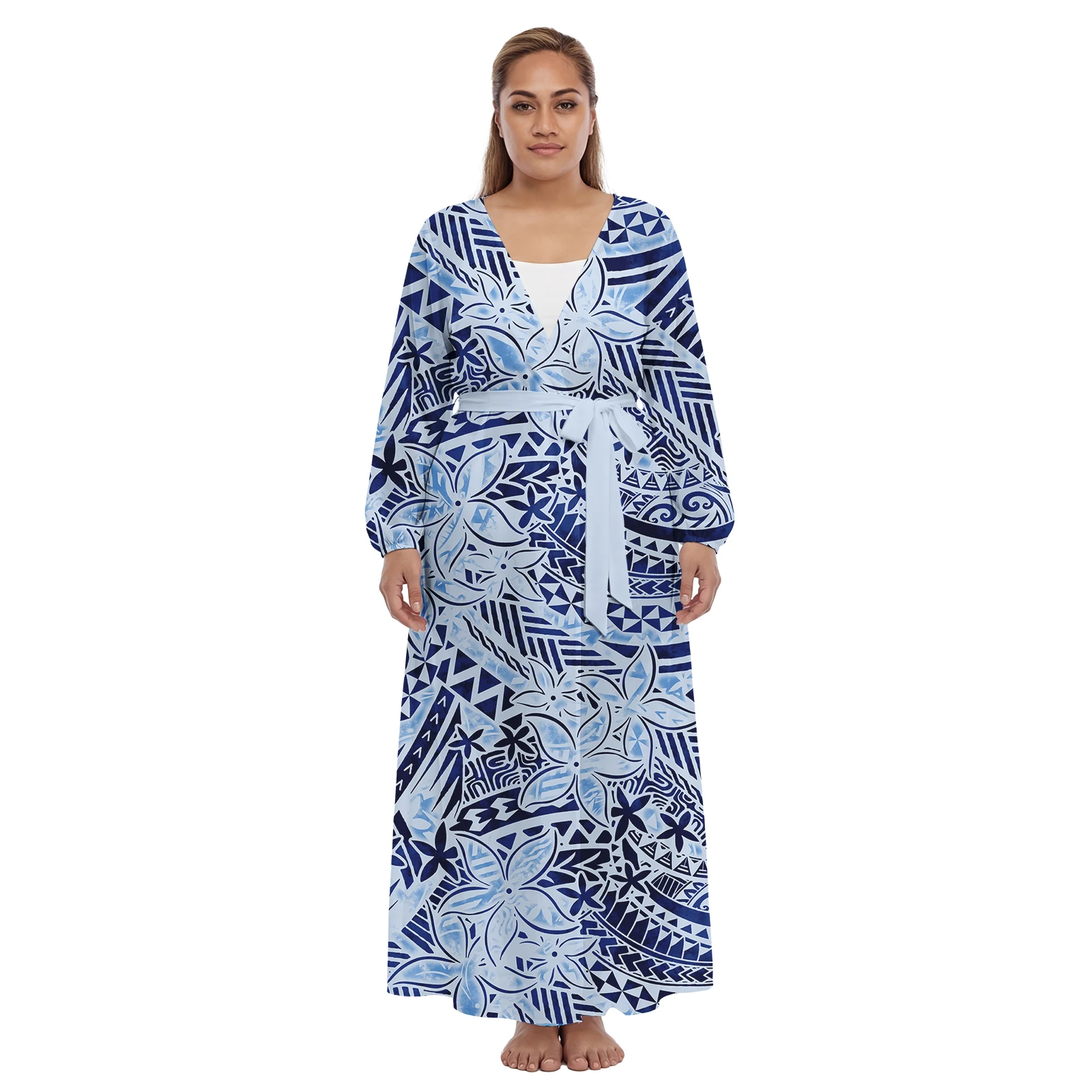 2026 Brand New Custom Clothes Polynesian Ladies Beach Cover Up Samoan Cardigan Lady Wear Hawaiian Plus Size Women Sashes Kaftan