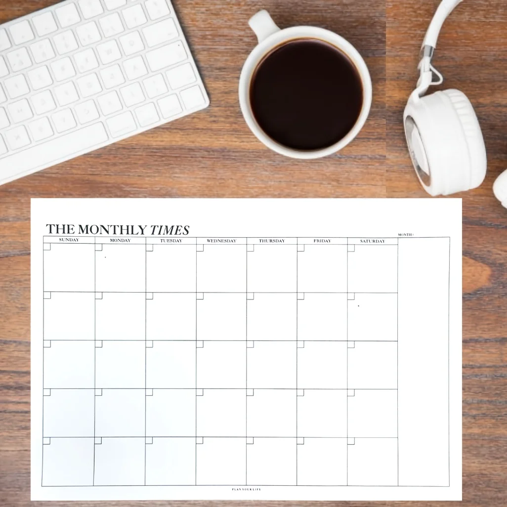 Monthly Planner Extended Planning Calendar, for Office, Home, School, Business, Great Organizer, Home Organization, Clean Layout