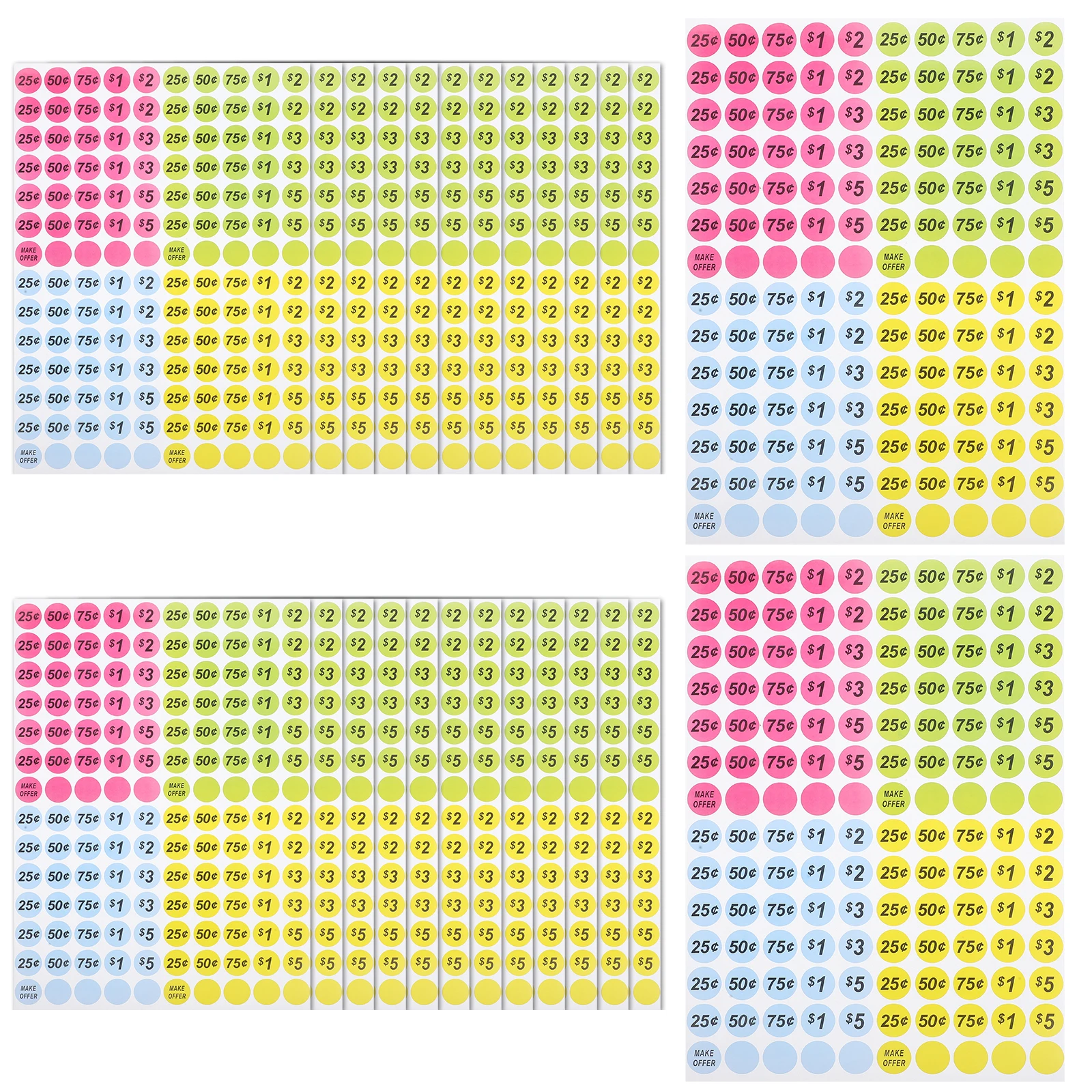 

25 Sheets Colorful Round Price Tags Stickers for Small Business Supermarket Pricing Sale Reusable Adhesive Labels