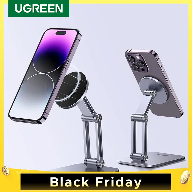 【New】UGREEN Magnetic Phone Holder Aluminum Cell Phone Stand For Magsafe iPhone 16 15 14 Pro Xiaomi Samsung Mobile Phone Holder