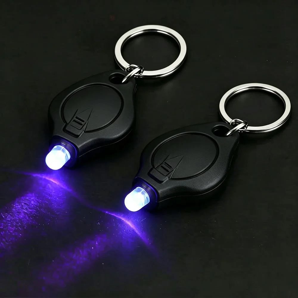 Mini UV LED Keychain Flashlight Portable Pocket 365nm 395nm Ultra‑Violet Torch Light Compact Blacklight Lamp for Marker Checker