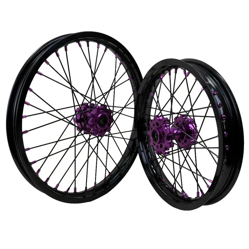 

New Model Fit Talaria MX5 Wheel Set Front 1.6*19 Rear 1.85*16 Wheel Set Rims Set Purple Hub Electric Dirt Bike Wheels