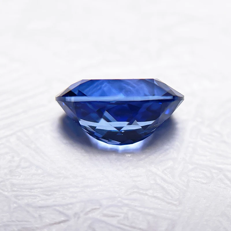 Laborgezüchteter Saphir, oval geschliffen, Kornblumenfarbe, Edelstein für DIY-Schmuckherstellung, Ring- und Halsketten-Einlage, wählbares Zertifikat – Detail 5