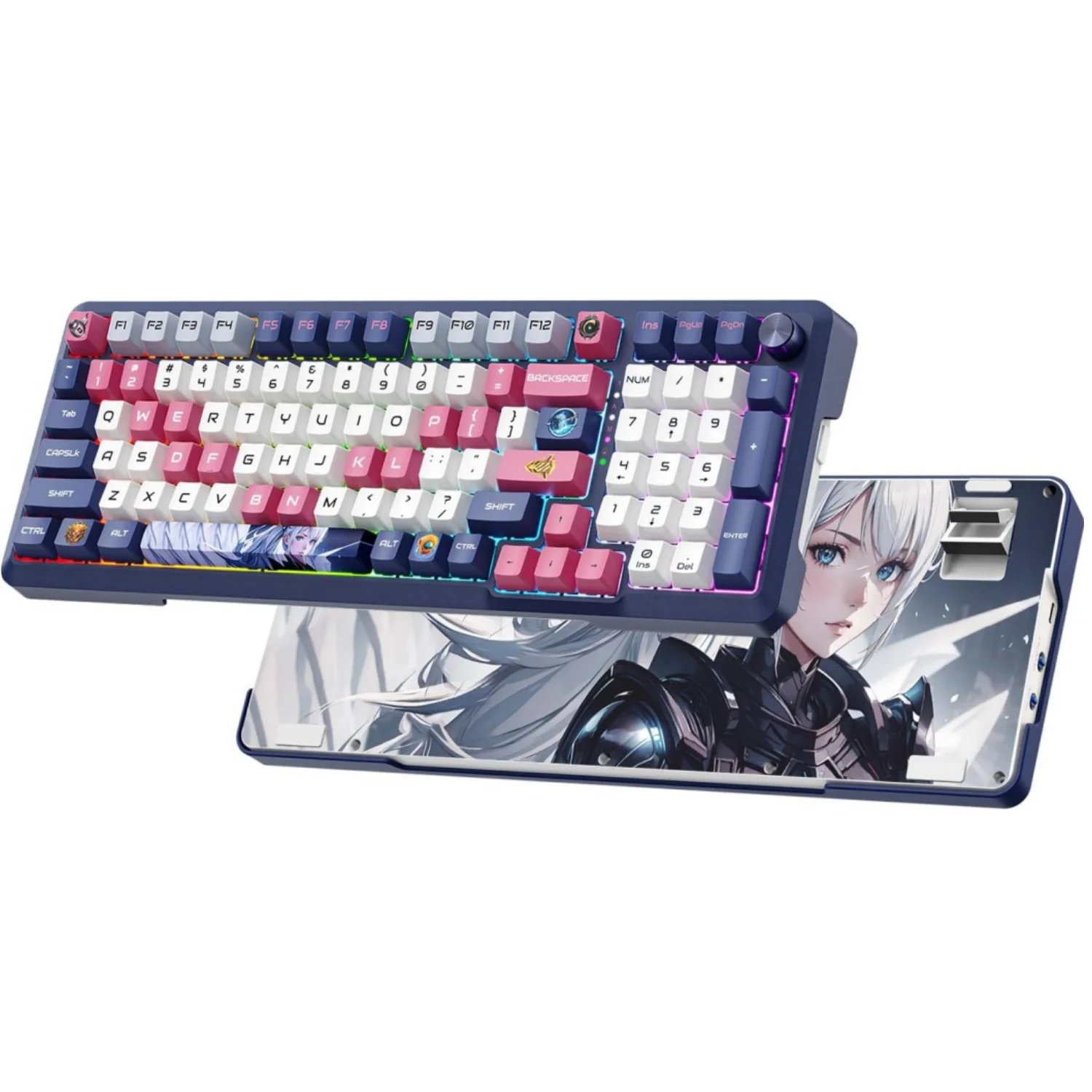 Wireless Mechanical Keyboard, 98 Keys RGB /2.4GHz/Wired/Bluetooth Keyboard Custom Hi-Fi Linear Switch, Computer Gaming Keyboard