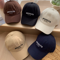 Vintage Letter Embroidery Baseball Cap For Men Women Soft Top Duck Tongue Hat Street Wild Solid Color Adjustable Sun Visors