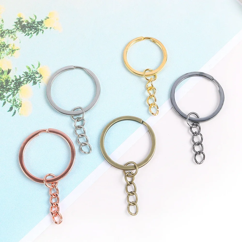 5Pcs/Lot  Key Ring Key Chain Long Round Split Keychain Keyrings for DIY Keychain Jewelry Making Accessories