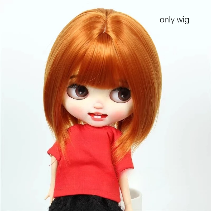 วิกผมตุ๊กตาที่เหมาะกับรอบศีรษะ 25-27.5 ซม. วิกผมสั้นสำหรับตุ๊กตา Blyth พร้อมหน้าม้า ของเล่นแต่งตัวเล่นบทบาทสมมติ อุปกรณ์เสริมตุ๊กตา (ไม่รวมตุ๊กตา)