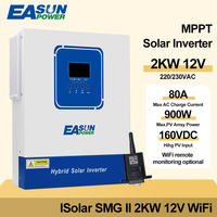 Easun Power Solar Hybrid  Inverter 12V AC 220V 2000VA 1500W Pure Sine Wave Inverter Build in 120A MPPT Charger Max PV 160V WIFI