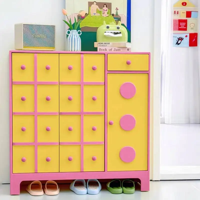 

Yellow Minimalist Shoe Cabinet Italian Style Corridor Entryway Shoe Cabinet Wooden Luxury Zapatera Small Apartment Furniture