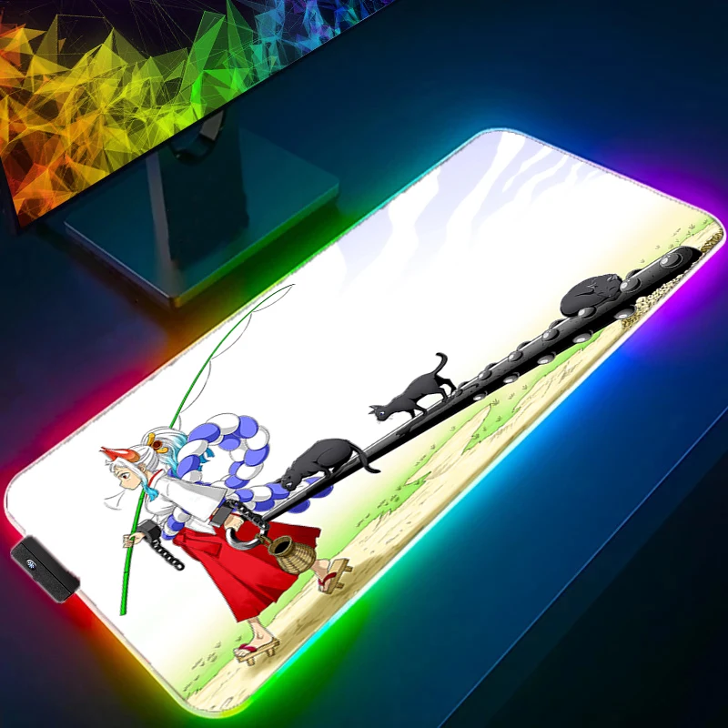 

LED RGB Mouse Pad Office Desk Mat Computer HD Mousepad Rubber Keyboard Pad PC Accessories Mouse Mat One Piece Yamato Tablet Pad