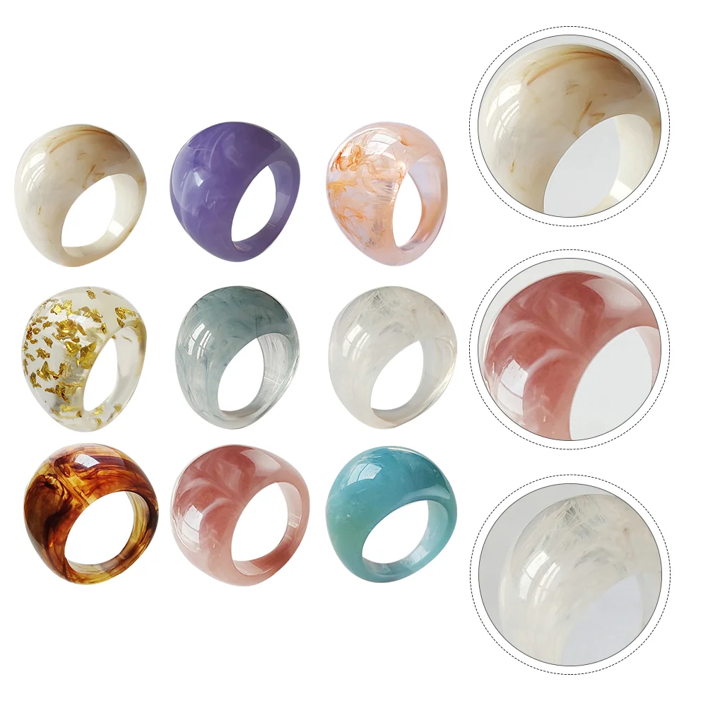 

9 Pcs Resin Ring Set of Rings Knuckle Decoration Dome Finer Acrylic Stylish Finger Unique