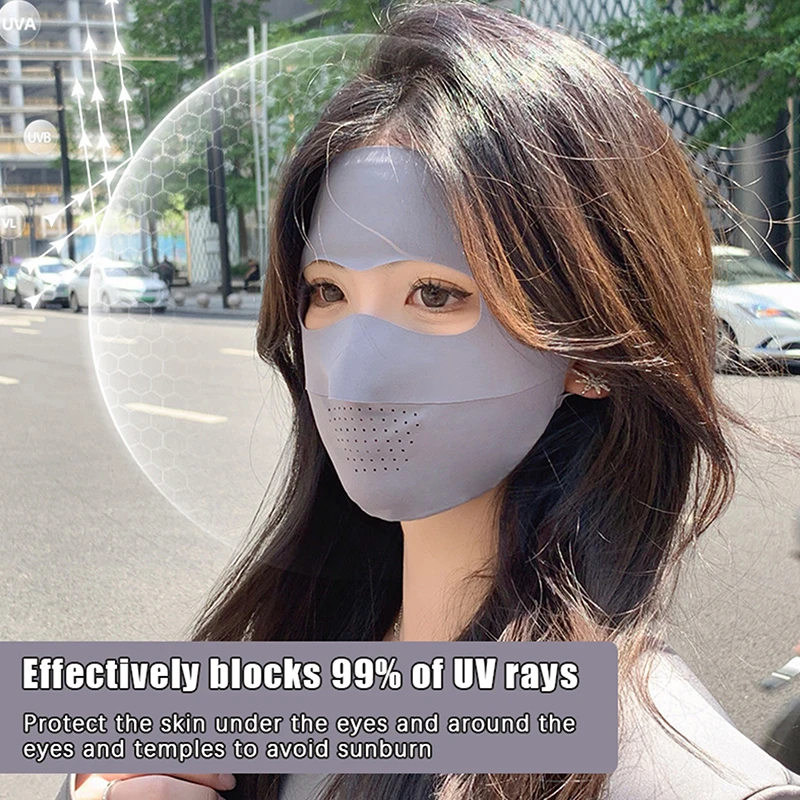 Sunscreen Mask Traceless Women Detachable Facekini Ice Silk Anti-ultraviolet Summer Breathable Thin Cover Whole Face