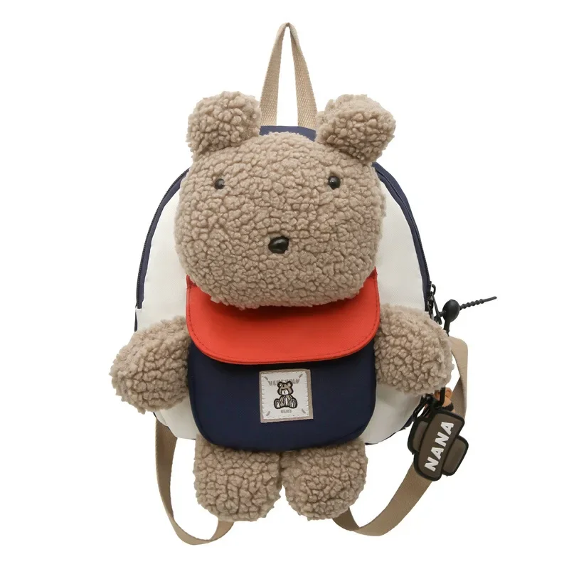 Nova mochila fofa de urso de pelúcia para crianças e meninas, bolsa de viagem de lazer, alças ajustáveis, feriados, presentes de aniversário