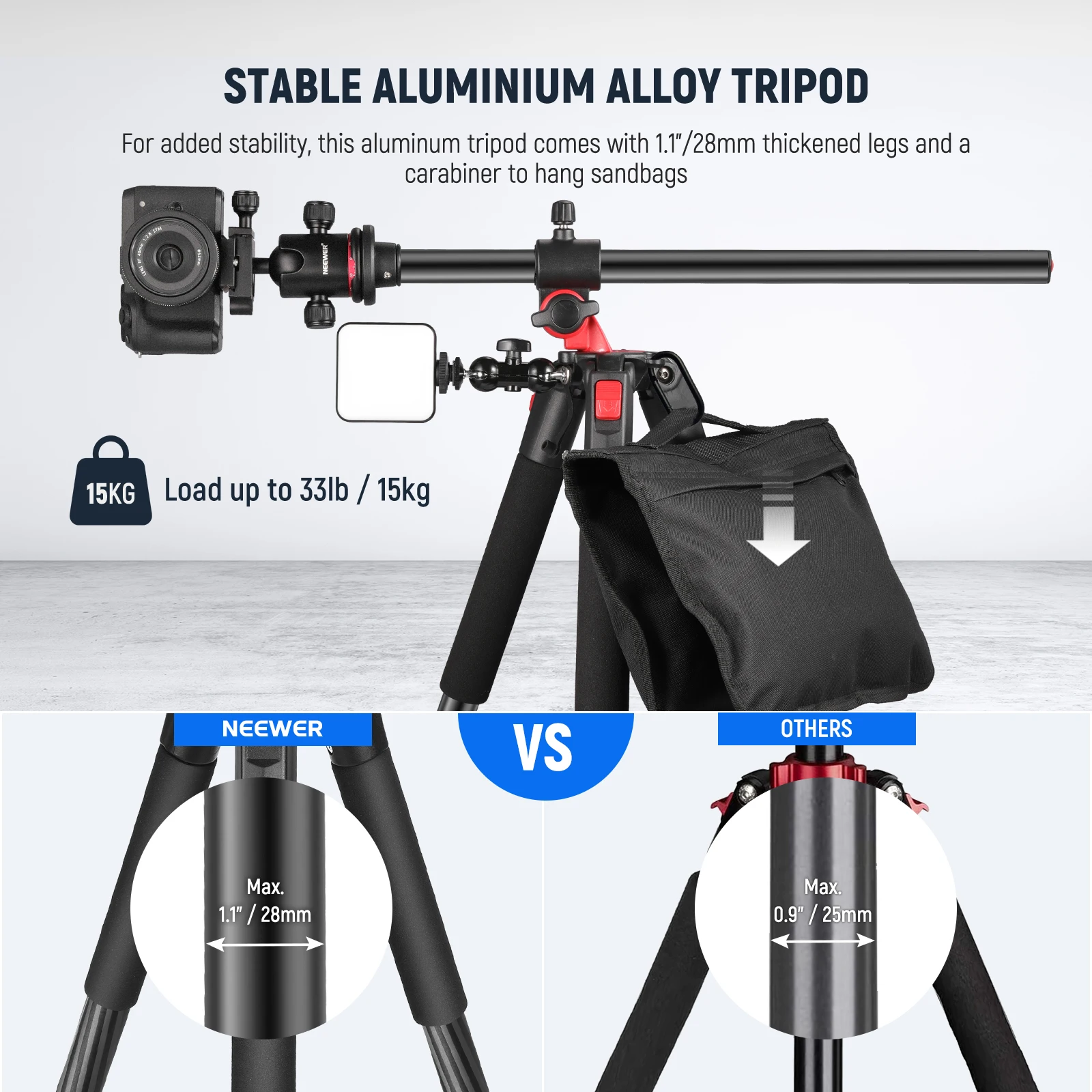 Neawer 72 Inch Camera Driepoot Monopod Met Middenkolom En Balhoofd Aluminium, Arca Type Qr Plaat Voor Dslr Camera