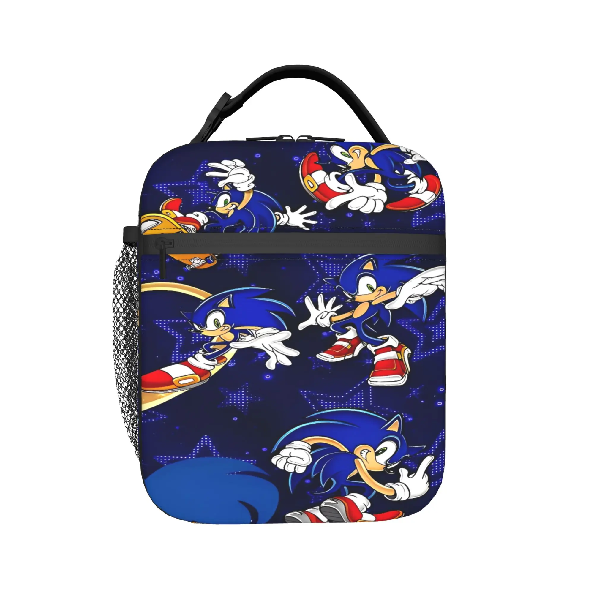 Sonices Cartoon Game Lunch Bag For Child  Print Lunch Box Cute Picnic Cooler Bag Portable Zipper Oxford Thermal Tote Handbags