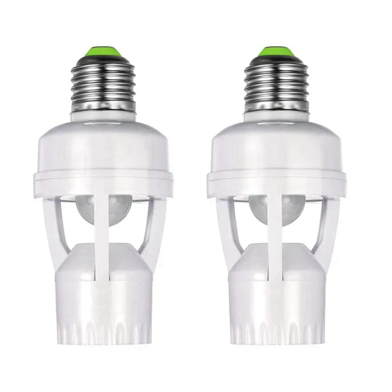 Adaptador de portalámparas E27 con Sensor de movimiento PIR, convertidor de enchufe de bombilla LED AC100-240V, Detector de presencia humana, 2 uds.