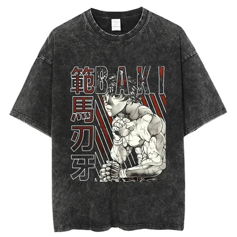 Baki the Grappler Anime T Shirts Hanma Baki Graphic Shorts Harajuku Cotton Washable Tops Summer Fashion Outdoor Wear Daily Tees